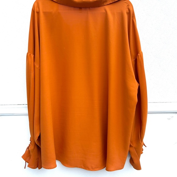 Eloquii blouse sz 20 women’s rust orange long sleeve v neck top dressy classy - Picture 8 of 10